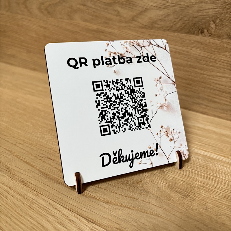Destička s QR kódem pro přijímání plateb