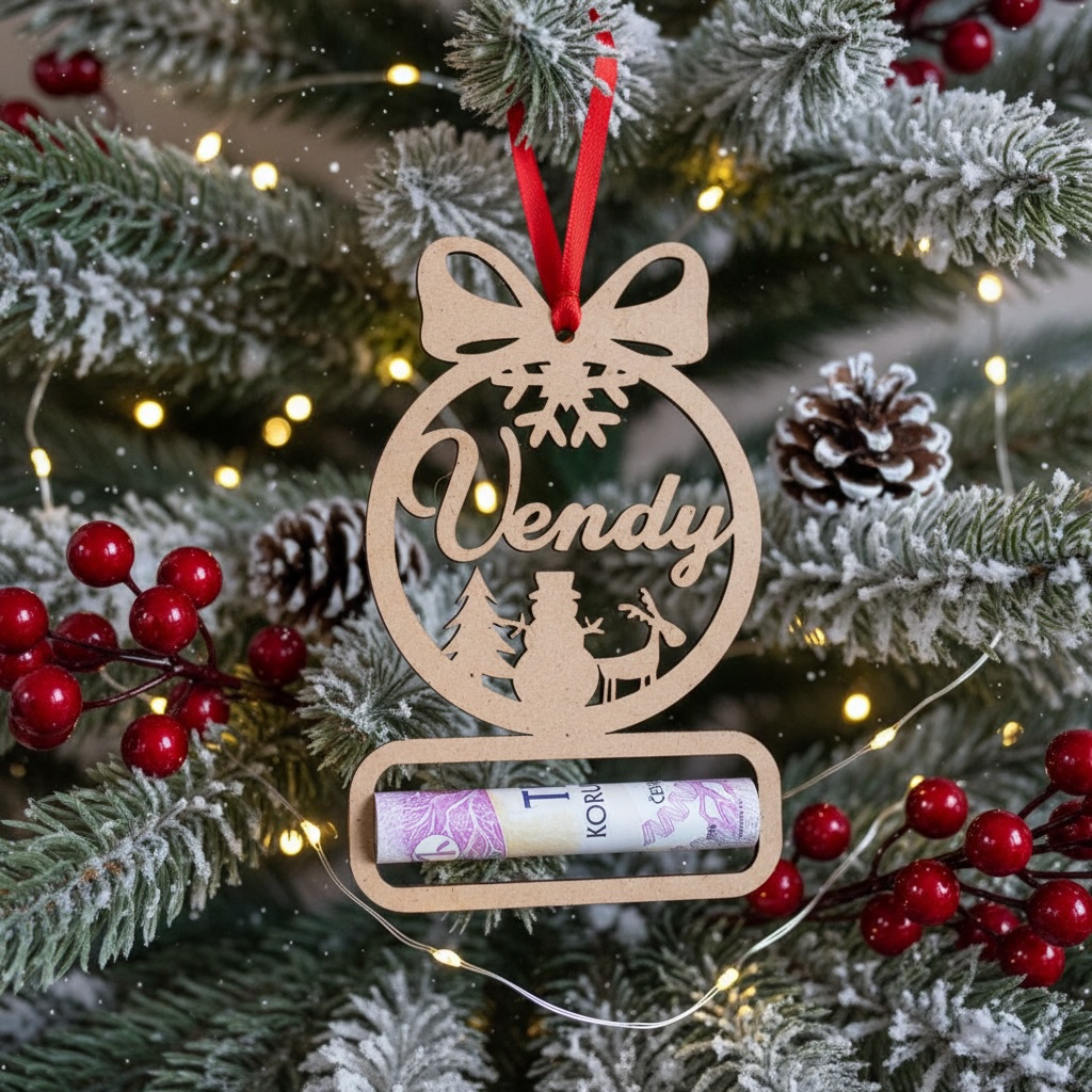 Vánoční ozdoba na peníze se jménem