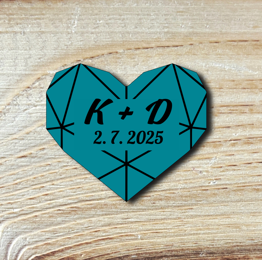 Svatební brož s iniciály (různé barvy)