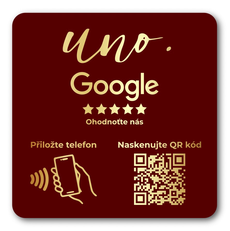 NFC / QR destička pro Google recenze s vlastním logem
