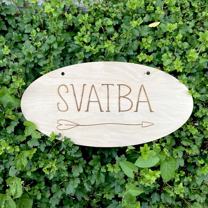 Dřevěná tabule - Svatba s šipkou