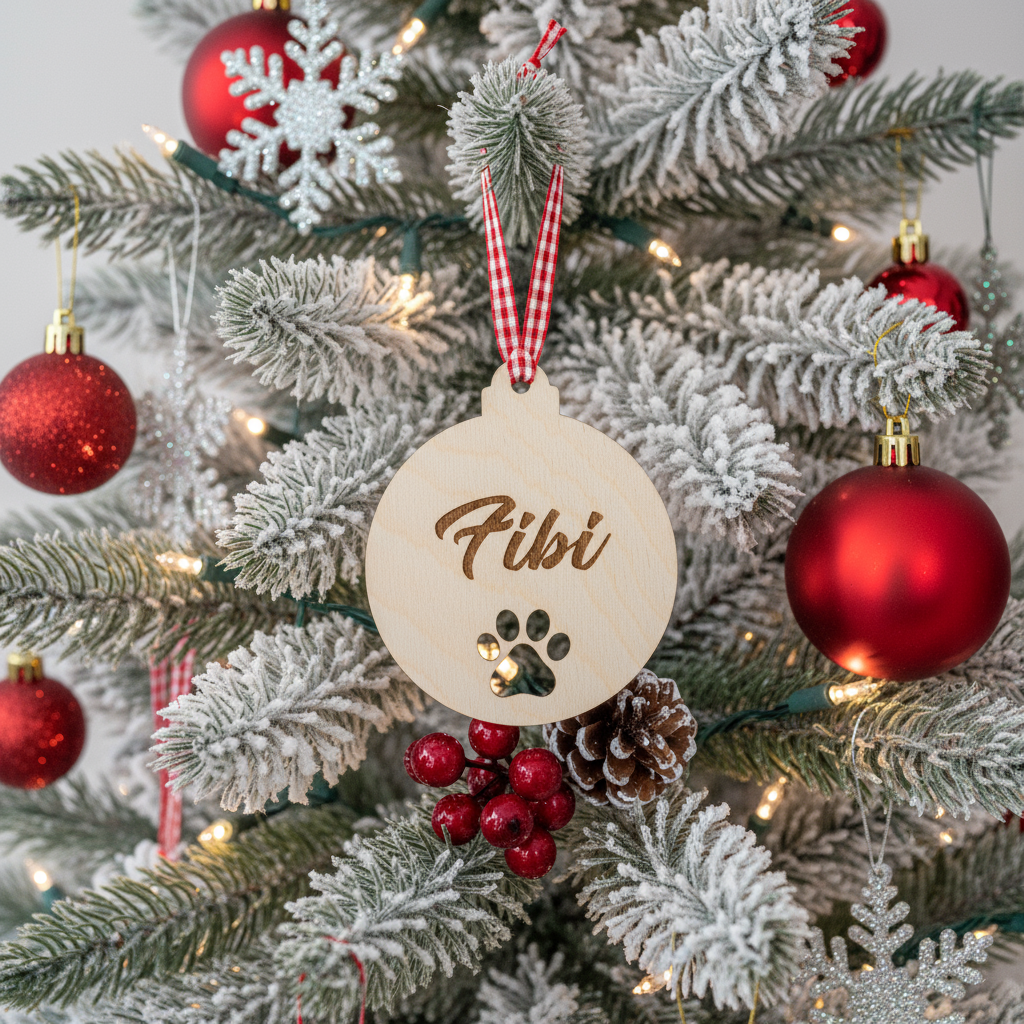 Dřevěná vánoční ozdoba - Tlapka se jménem