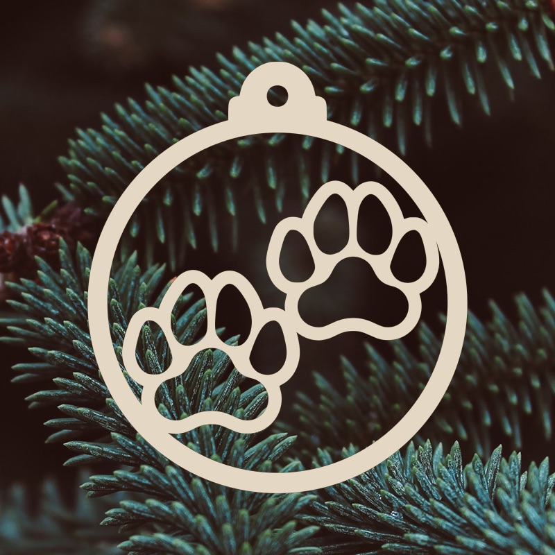 Dřevěná vánoční ozdoba - Tlapka (více variant)