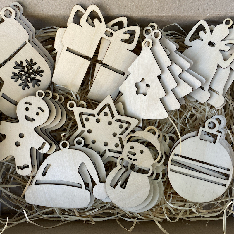 Sada dřevěných ozdob - 20/40 ks