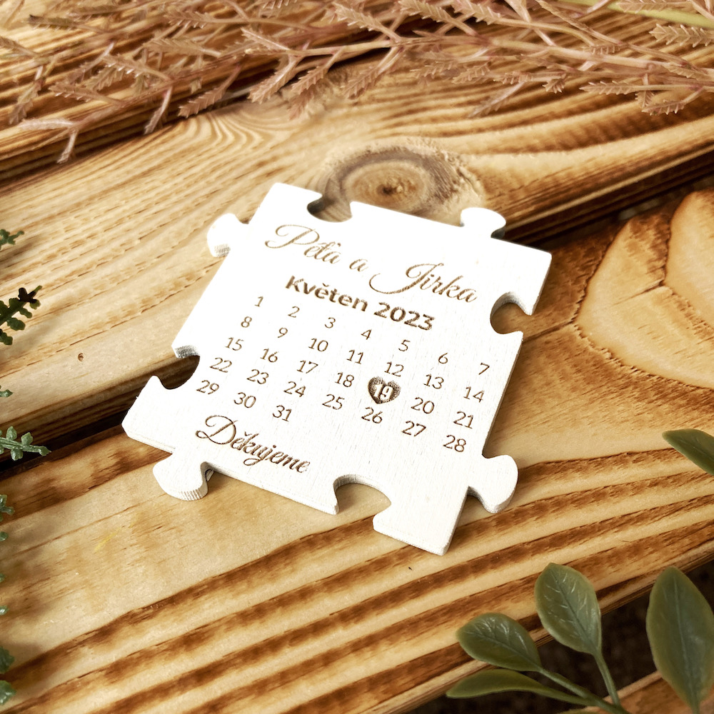Svatební magnetky Puzzle (bílé)