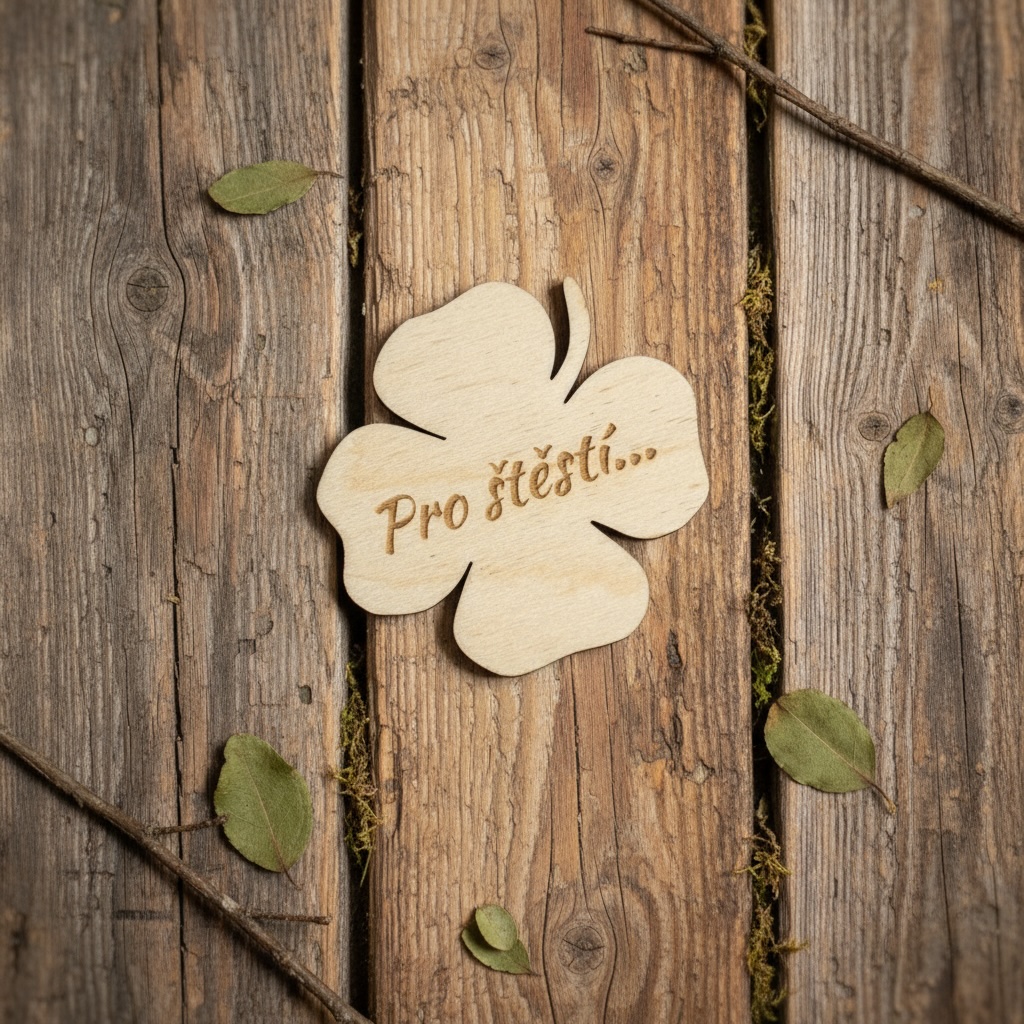 Dřevěný čtyřlístek pro štěstí...