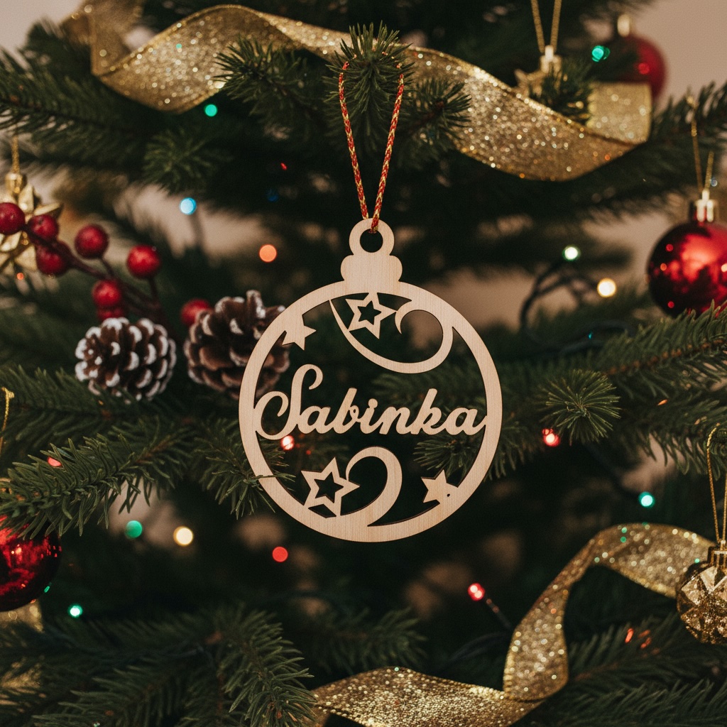 Dřevěná vánoční ozdoba se jménem