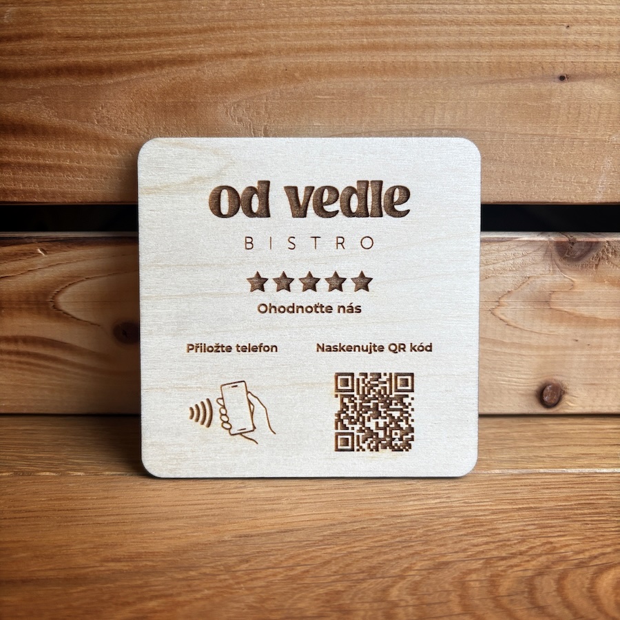 NFC / QR destička pro Google recenze s vlastním logem