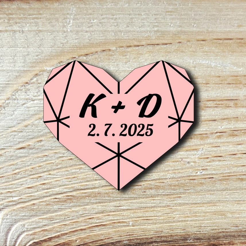 Svatební brož s iniciály (různé barvy)