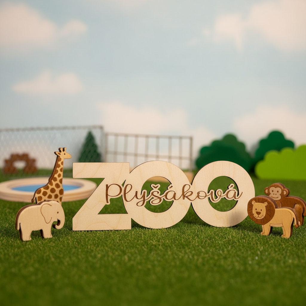 Dřevěný nápis - Plyšáková ZOO