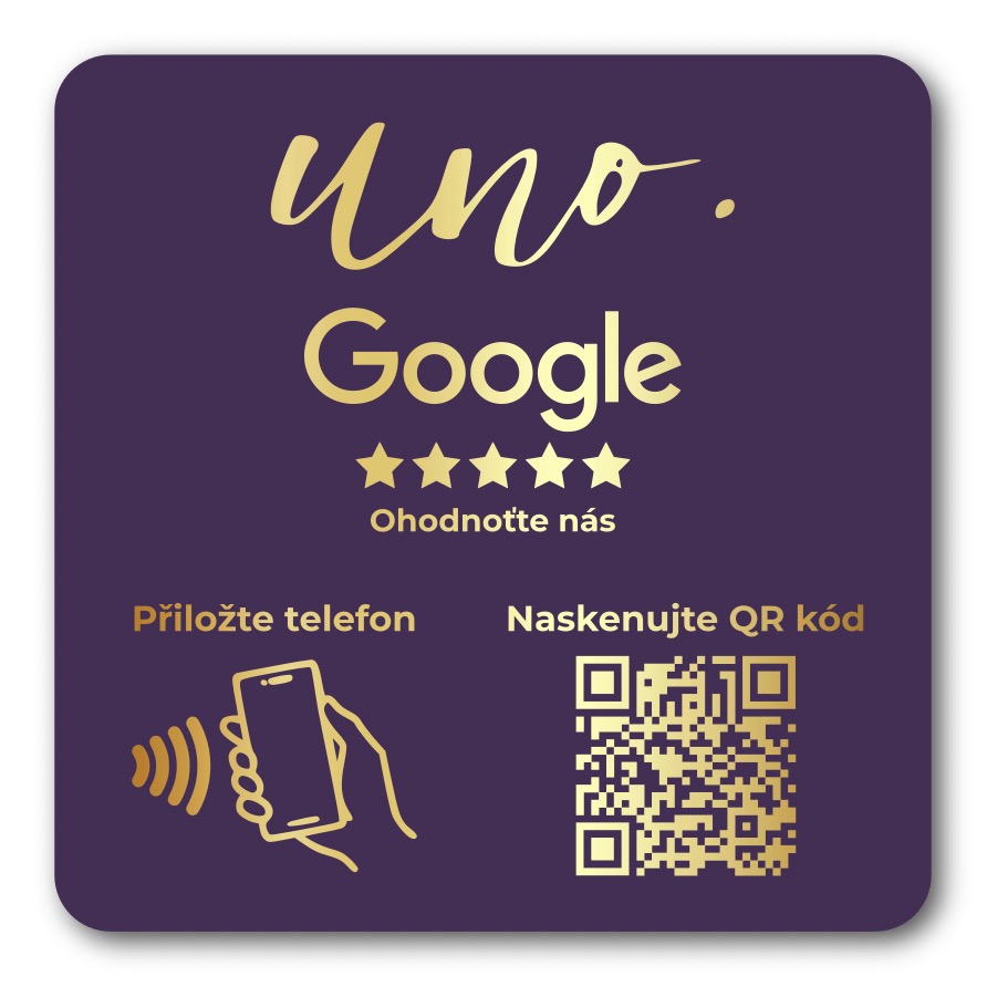 NFC / QR destička pro Google recenze s vlastním logem