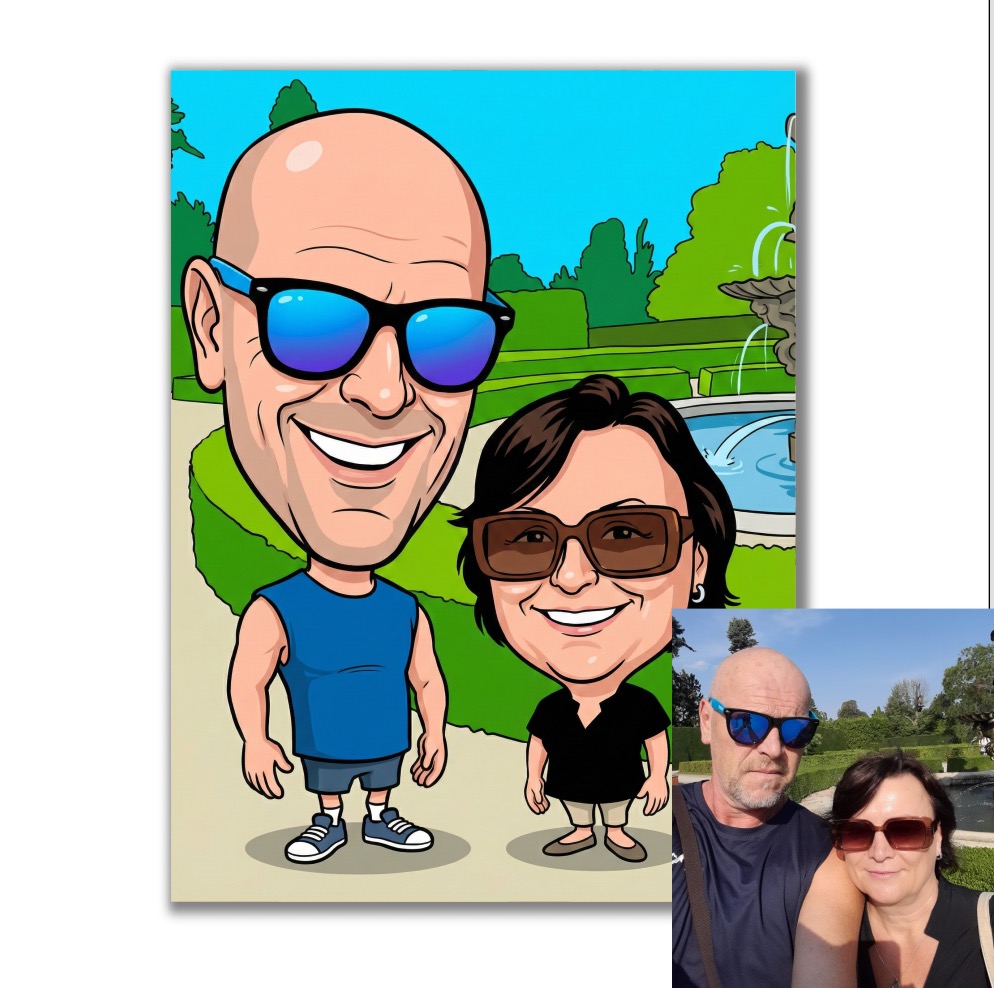 Obraz na plátně s karikaturou podle vaší fotky (velké hlavy)
