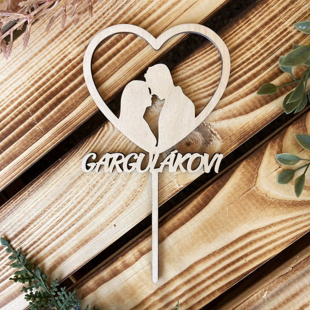 Zápich do dortu - Srdce, příjmení a datum