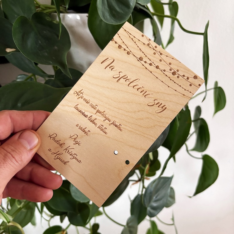 Dřevěné svatební přání