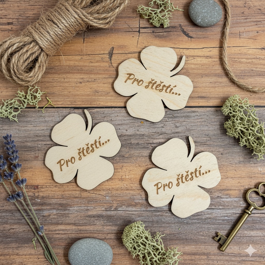 Dřevěný čtyřlístek pro štěstí...