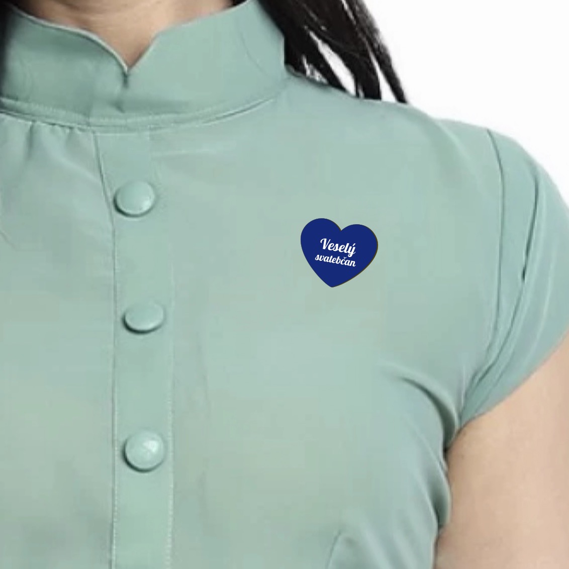 Dřevěná svatební brož - Veselý svatebčan