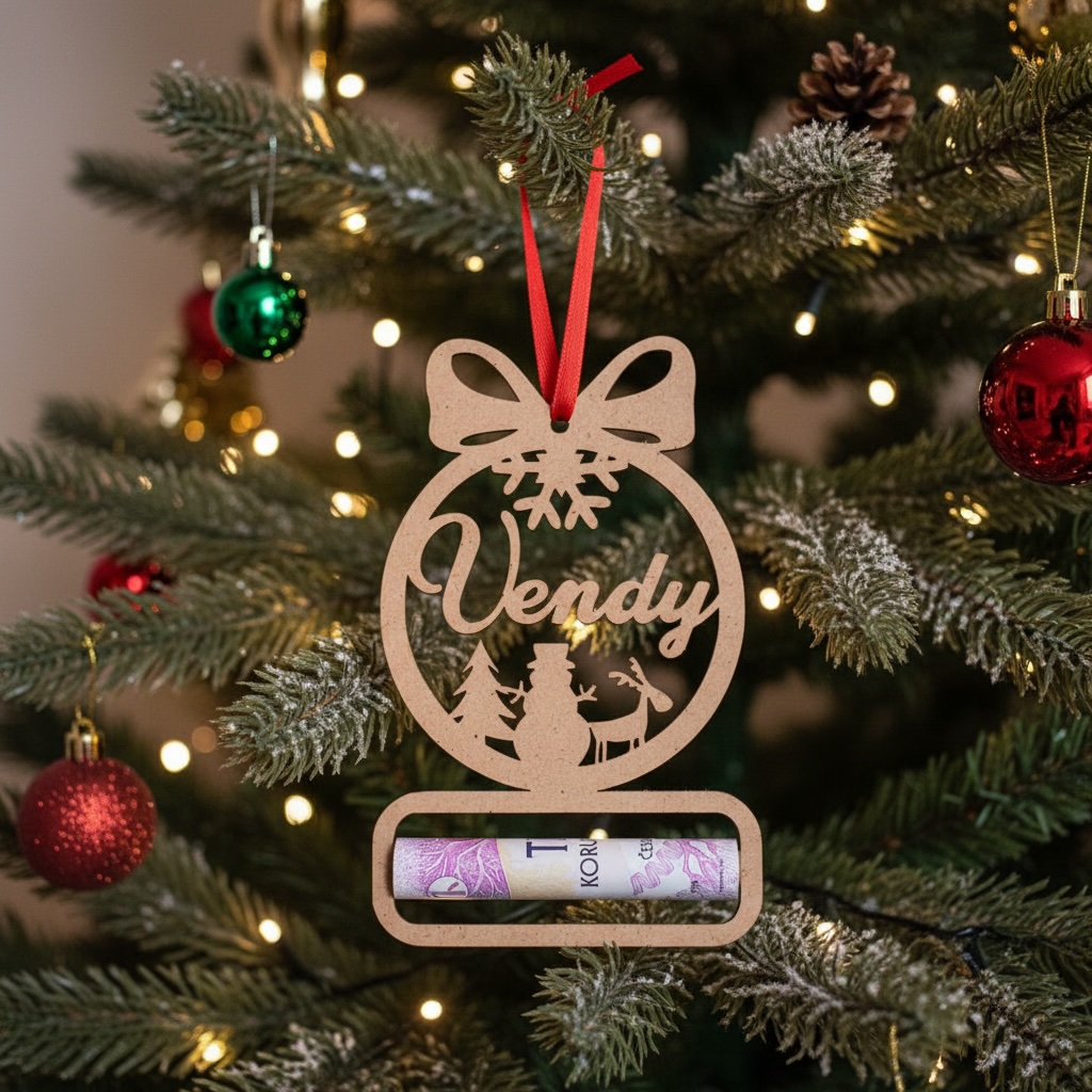 Vánoční ozdoba na peníze se jménem