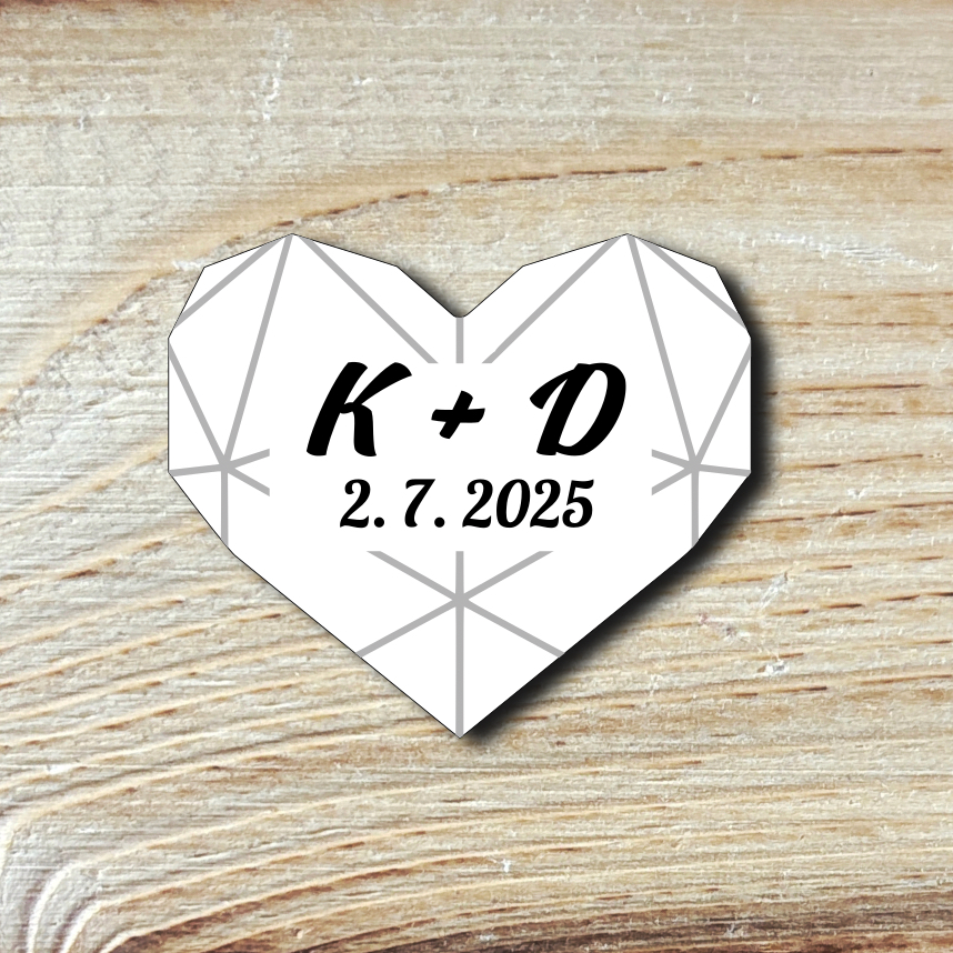 Svatební brož s iniciály (různé barvy)