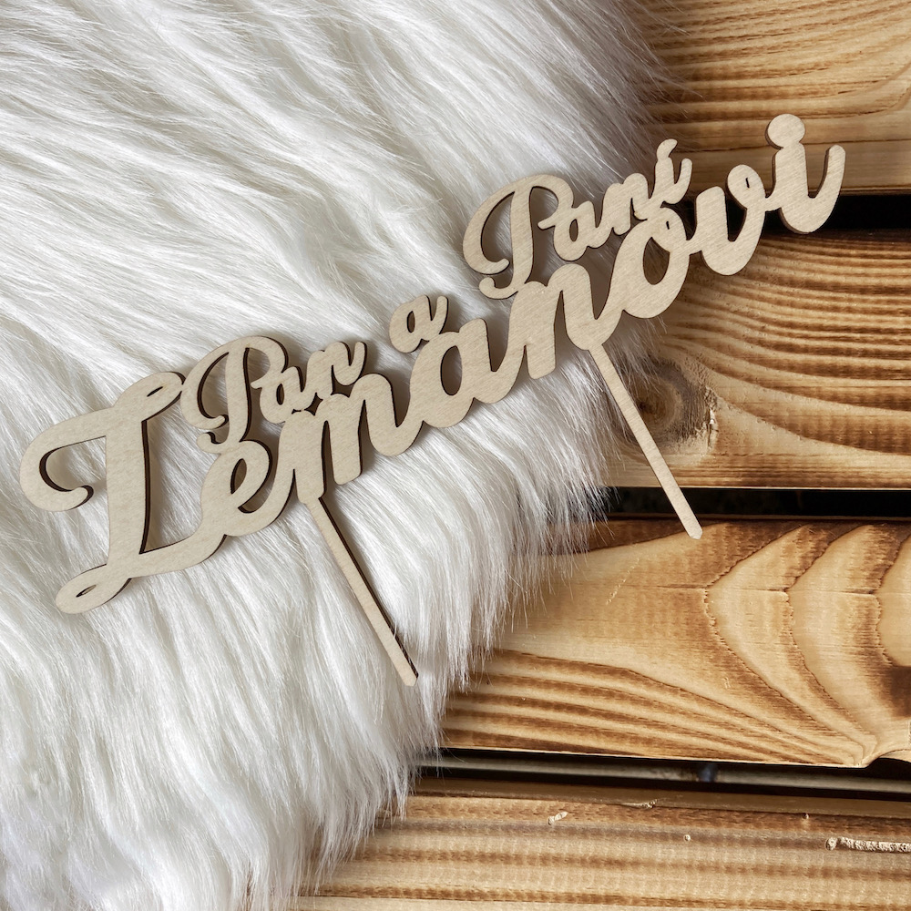 Zápich do dortu - Pan a Paní + příjmení novomanželů