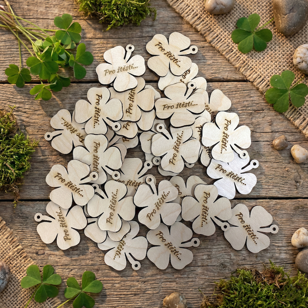 Dřevěný čtyřlístek pro štěstí...