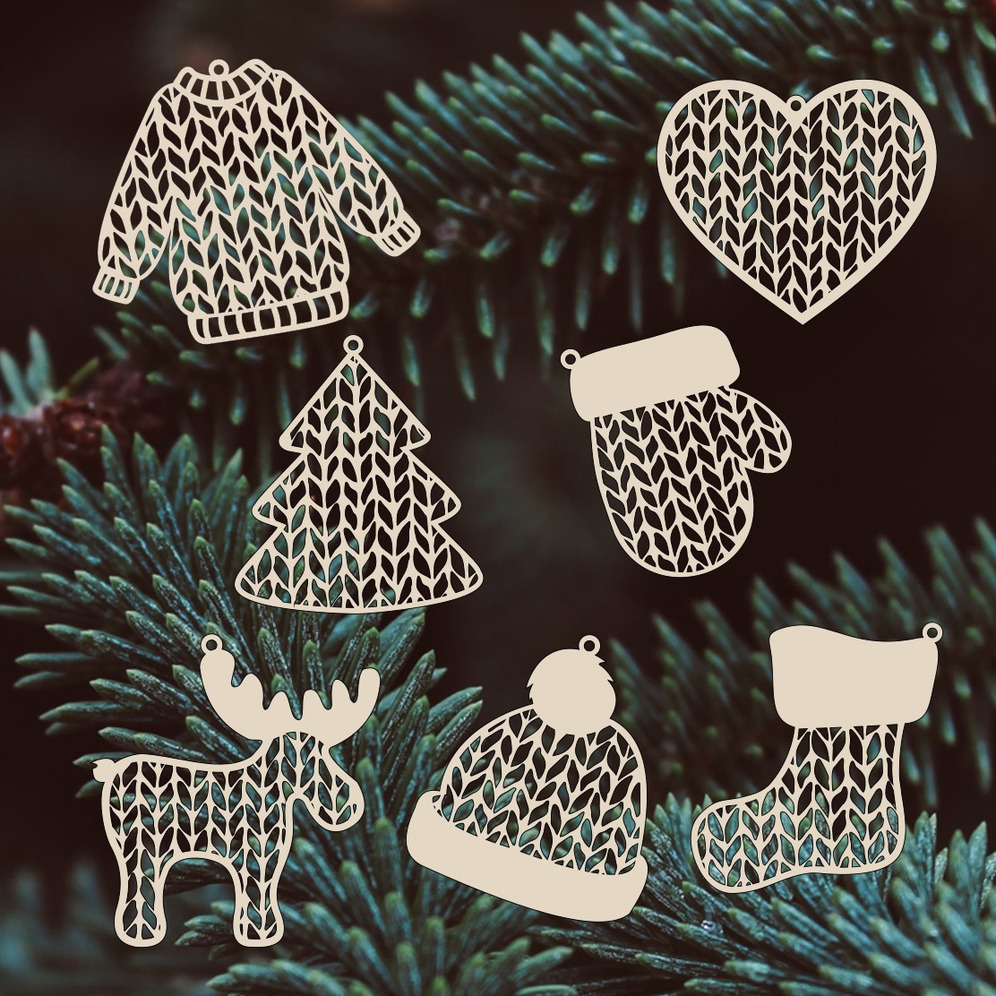 Sada dřevěných vánočních ozdob