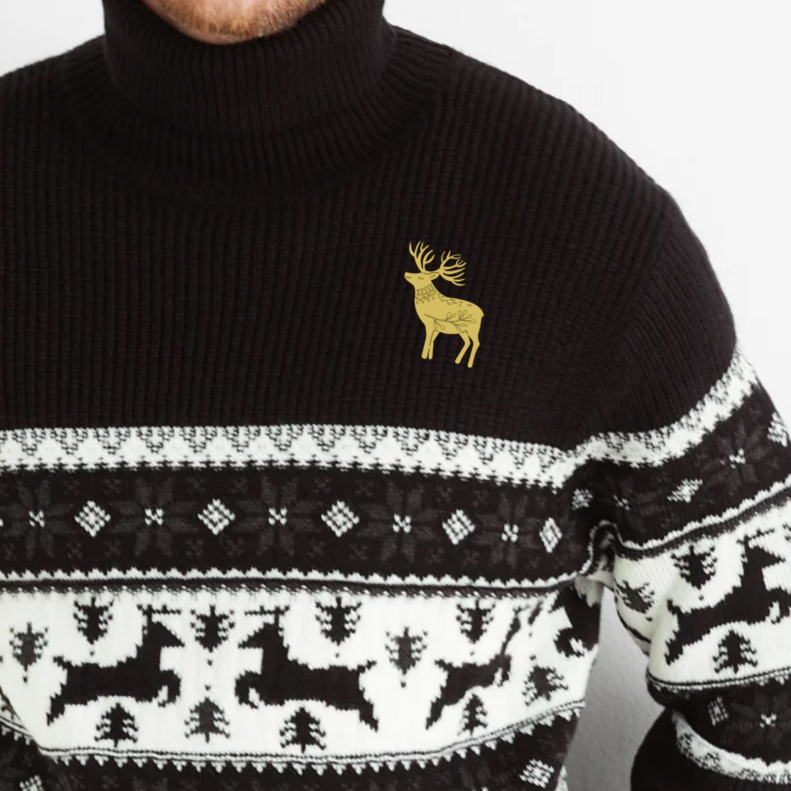 Dřevěná vánoční brož - Jelen