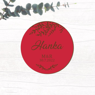 Červené svatební magnetky (jmenovky)