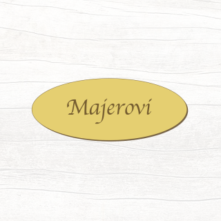 Dřevěná jmenovka na dveře (hořčicová)