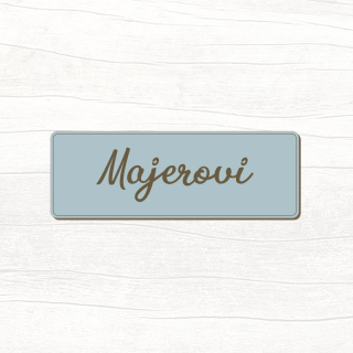 Dřevěná jmenovka na dveře (modro-šedá)