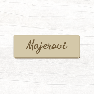 Dřevěná jmenovka na dveře (krémová)