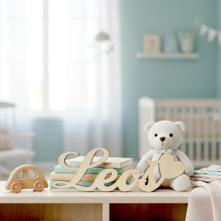 Dřevěné jméno se srdcem