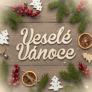 Dřevěný nápis Veselé Vánoce