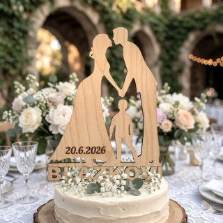 Zápich do dortu - novomanželé, chlapeček a příjmení