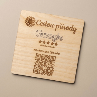 QR destička pro Google recenze s vlastním logem