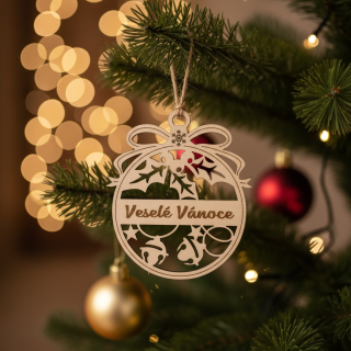 Dřevěná vánoční ozdoba - Veselé Vánoce