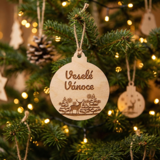 Dřevěná vánoční ozdoba - Veselé Vánoce