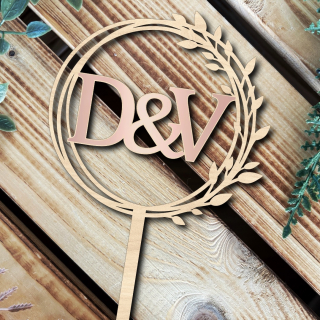 Svatební zápich do dortu s iniciály