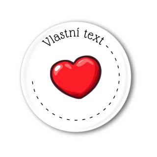 Připínací placka - Srdce s vlastním textem