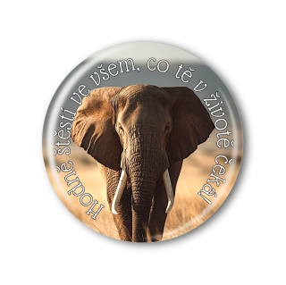 Připínací placka - Slon s nápisem