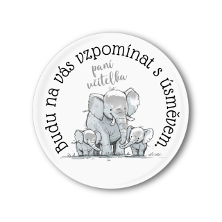 Připínací placka - Slon s nápisem
