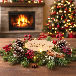 Dřevěná cedulka Veselé Vánoce