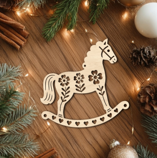 Dřevěná vánoční dekorace - Houpací koník