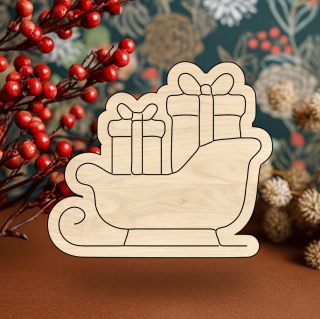 Dřevěný výřez pro tvoření - Saně