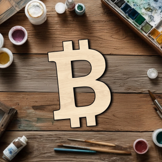 Dřevěný výřez pro tvoření - Bitcoin