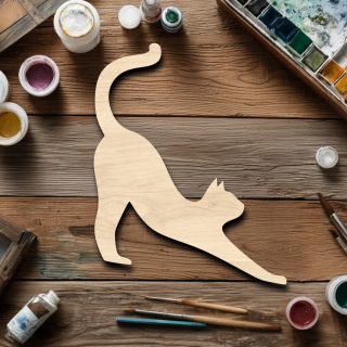 Dřevěný výřez pro tvoření - Kočka