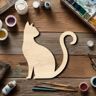 Dřevěný výřez pro tvoření - Kočka