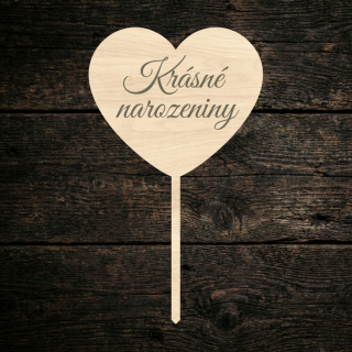 Zápich do dortu srdce - Krásné narozeniny