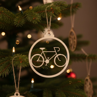 Dřevěná vánoční ozdoba - Bicykl