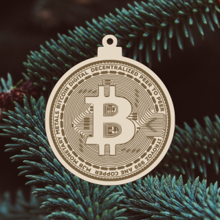 Dřevěná vánoční ozdoba - Bitcoin