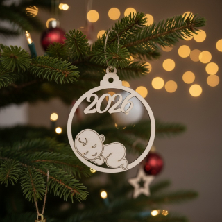 Dřevěná vánoční ozdoba s miminkem